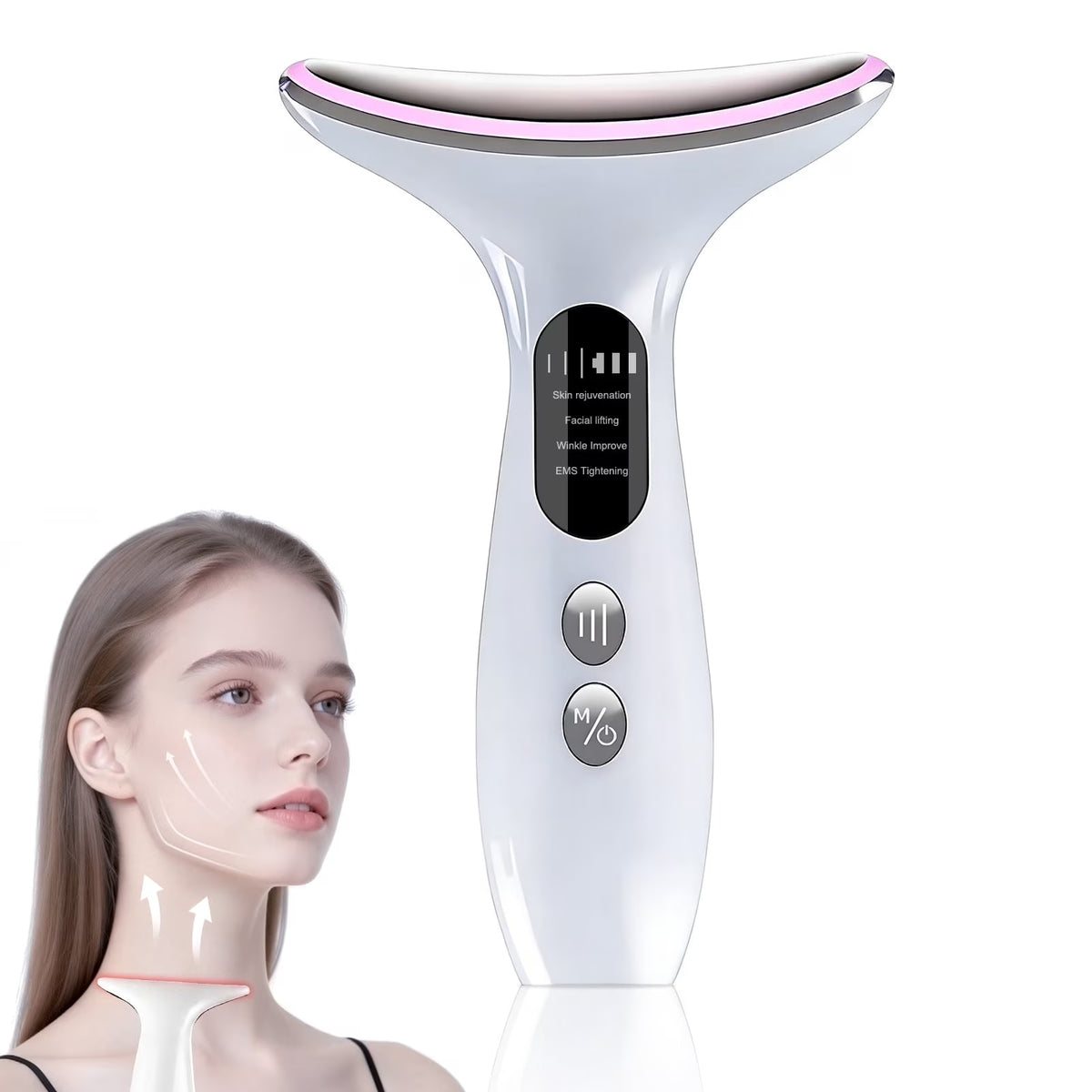 Face Neck Massager Red Light Therapy, 3 Color Facial Massager, Face 𝖲culpting Wand for Wrinkles, Skin Care, Firming, Rechargeable Beauty Tool